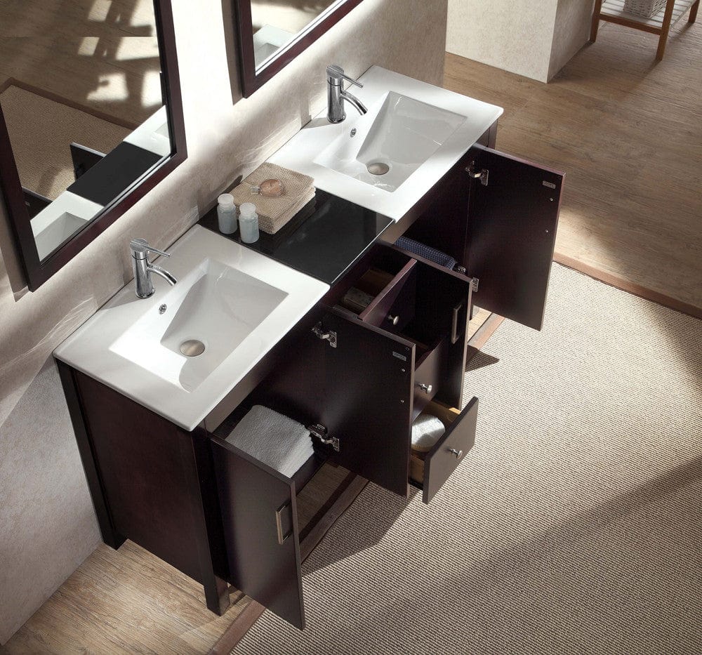 Ariel Hanson 60 Double Sink Vanity Set in Espresso