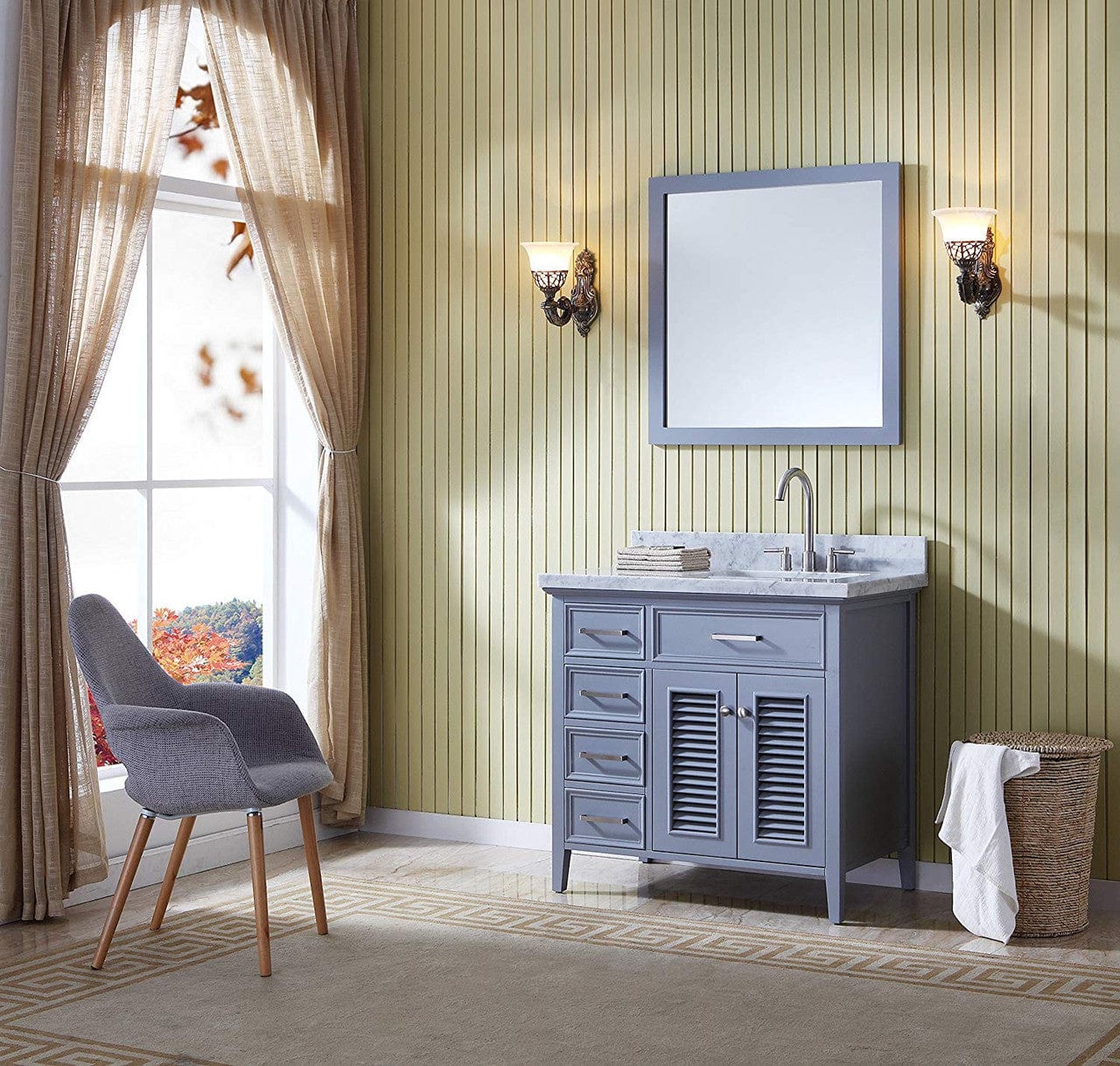 Ariel Vanities Ariel Kensington 37 Right Offset Single Sink Vanity Set In Grey
