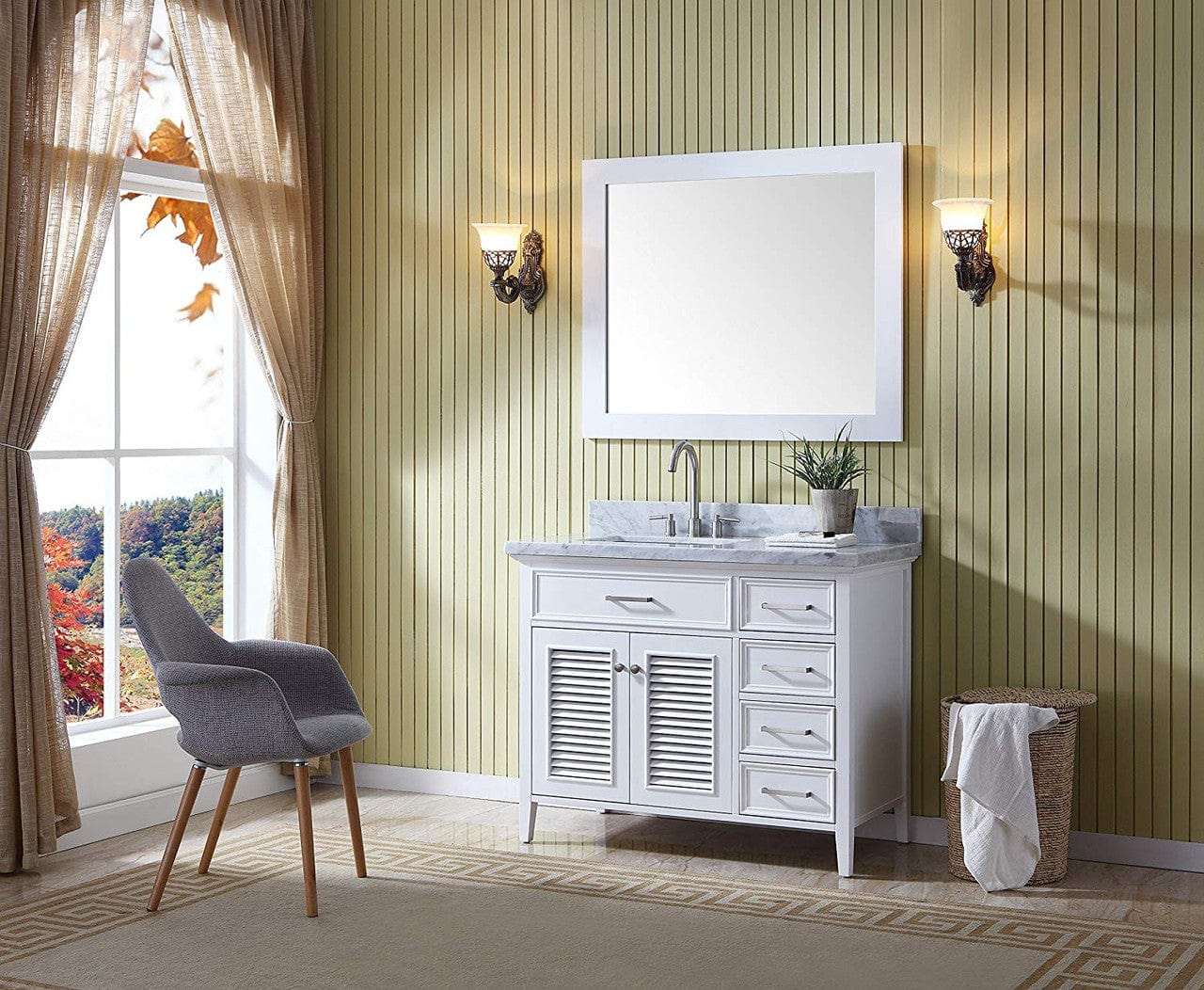 Ariel Vanities Ariel Kensington 43 Left Offset Single Sink Vanity Set In White
