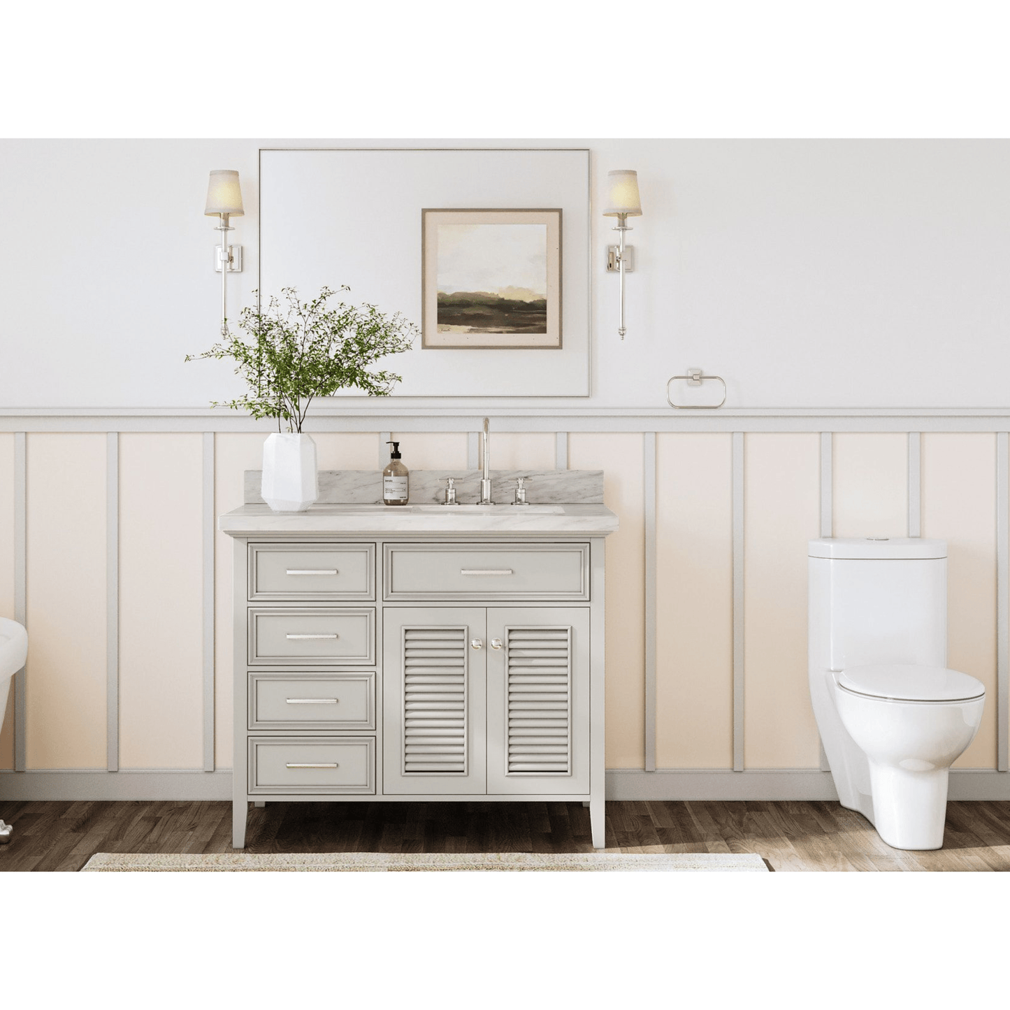 Ariel Vanities Ariel Kensington 43" Traditional Grey Right Offset Single Sink Vanity