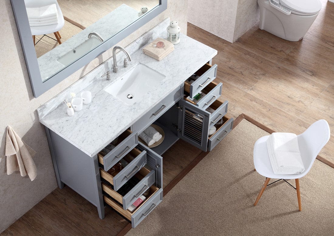 Ariel Vanities Ariel Kensington 61 Single Sink Vanity Set in Grey