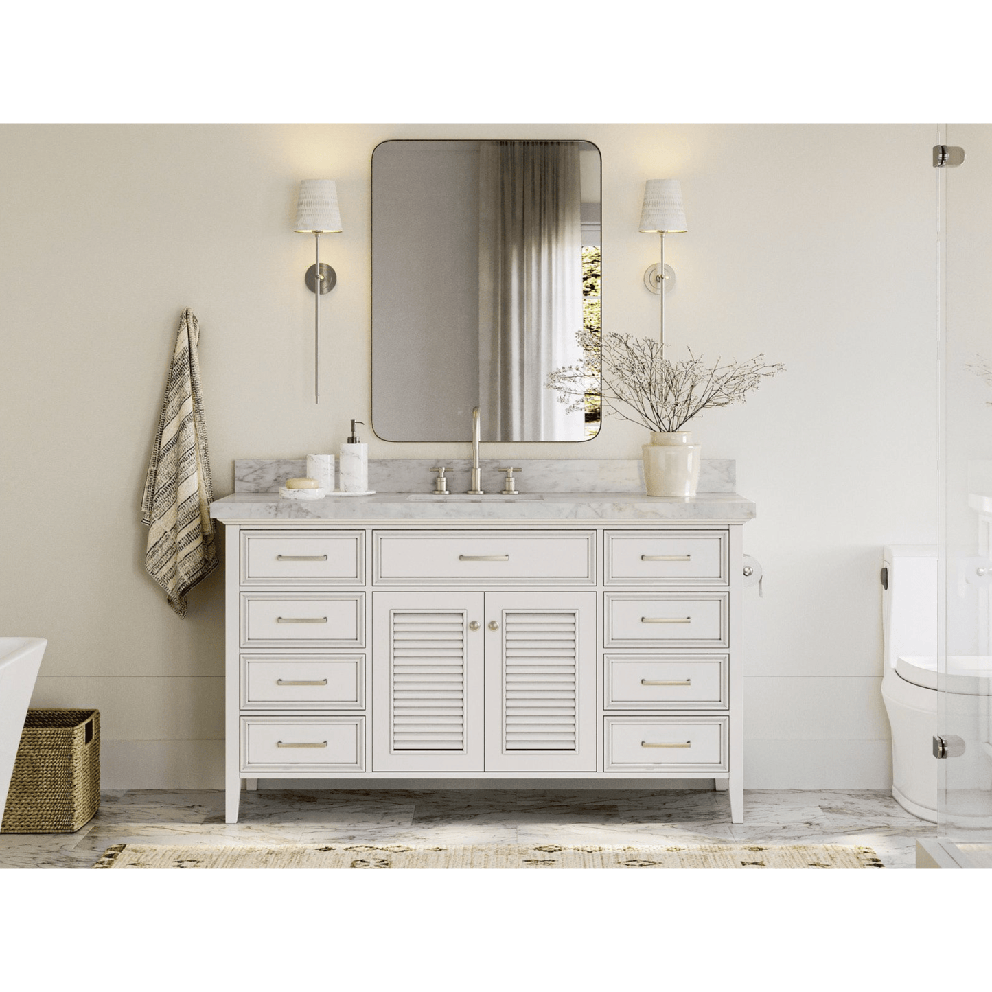 Ariel Vanities Ariel Kensington 61" Traditional White Single Sink Vanity