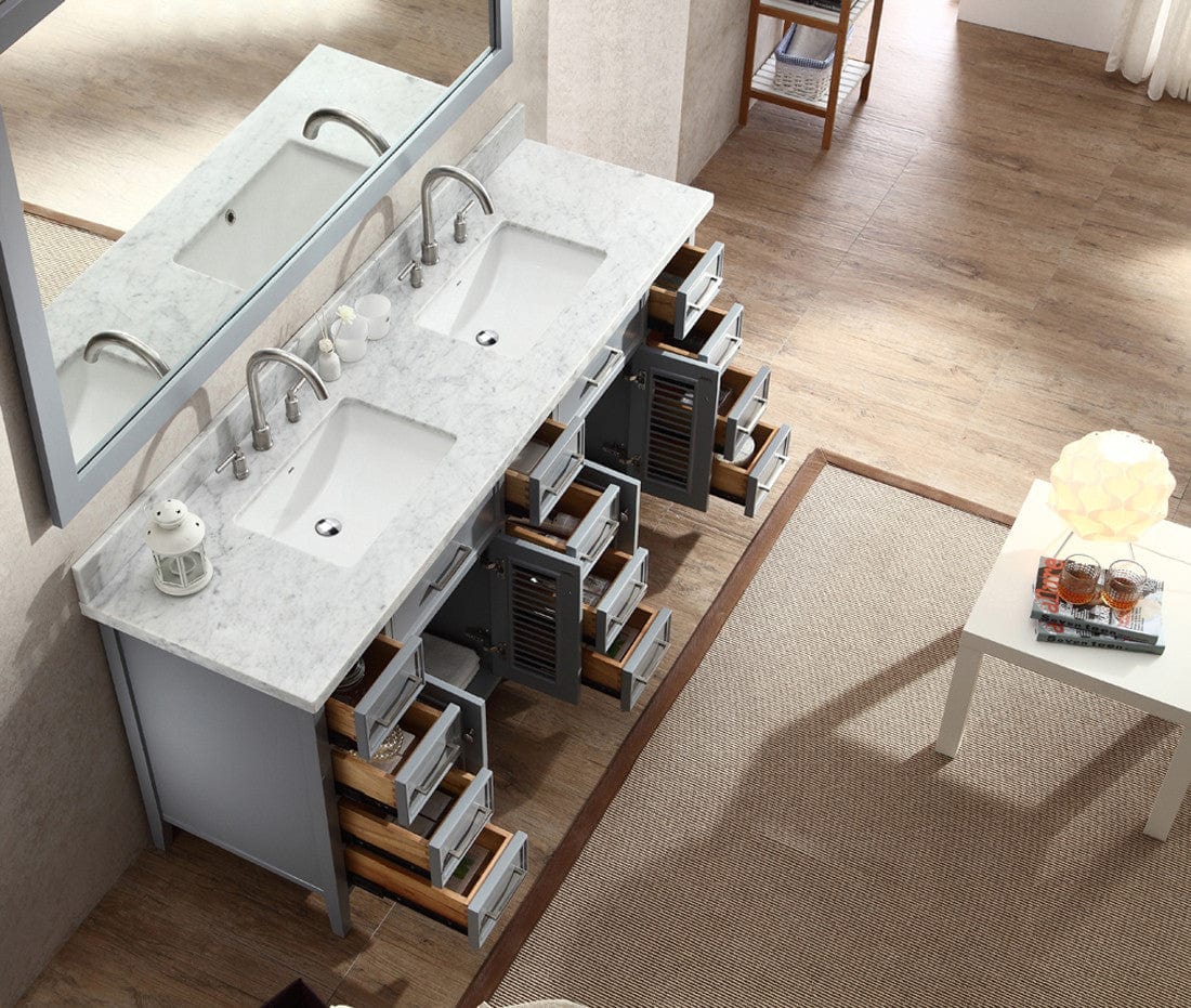 Ariel Vanities Ariel Kensington 73 Double Sink Vanity Set in Grey