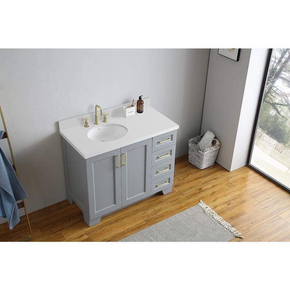 Ariel Vanities Ariel Taylor 43 Left Offset Single Sink Vanity In Grey