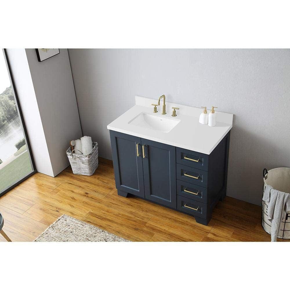 Ariel Vanities Ariel Taylor 43 Left Offset Single Sink Vanity In Midnight Blue