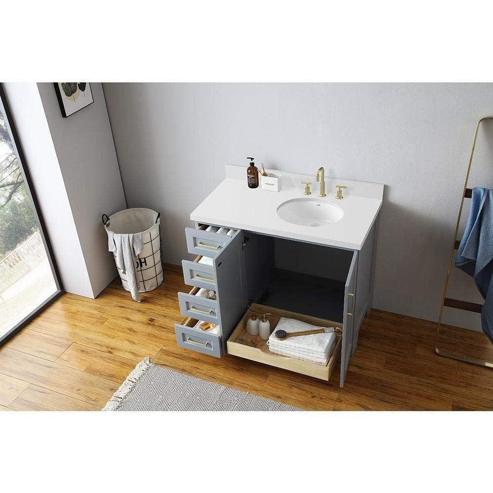 Ariel Vanities Ariel Taylor 43 Right Offset Single Oval Sink Vanity In Grey
