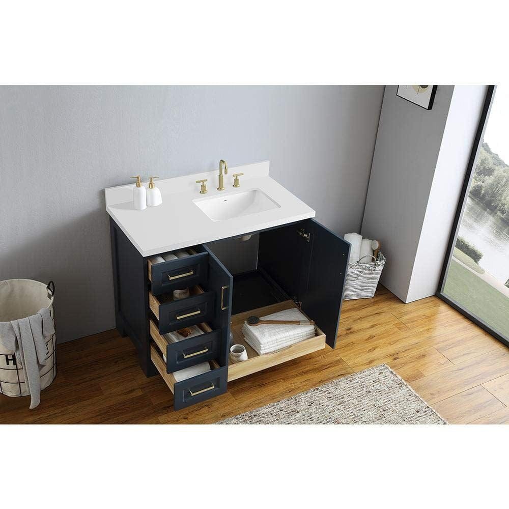 Ariel Vanities Ariel Taylor 43 Right Offset Single Rectangular Sink Vanity In Midnight Blue