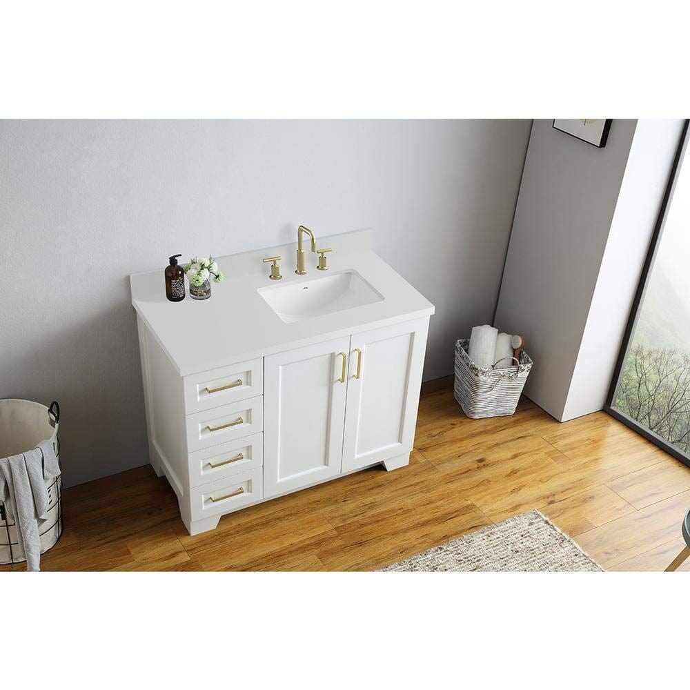 Ariel Vanities Ariel Taylor 43 Right Offset Single Rectangular Sink Vanity In White