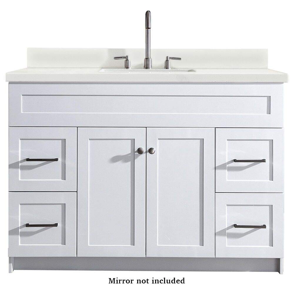 Ariel Hamlet 49 Single Sink Vanity Set with White Quartz Countertop in White