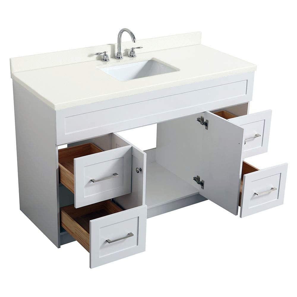 Ariel Vanities No Mirror Ariel Hamlet 55 Single Sink Vanity Set With White Quartz Countertop In White
