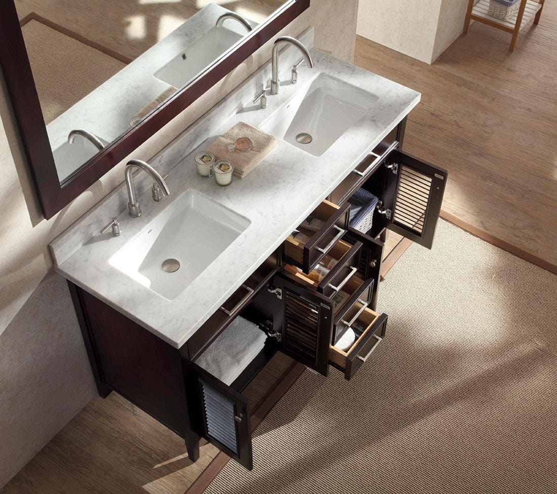 Ariel Kensington 61 Double Sink Vanity Set in Espresso