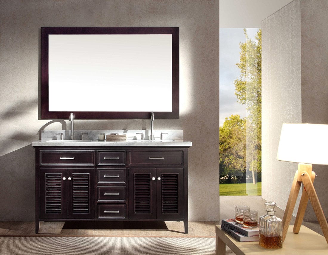 Ariel Vanities No Mirror Ariel Kensington 61 Double Sink Vanity Set in Espresso