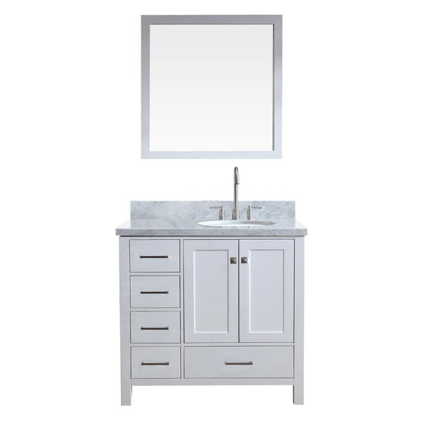 ARIEL Cambridge 37 Single Sink Vanity Set w/ Right Offset Sink in White