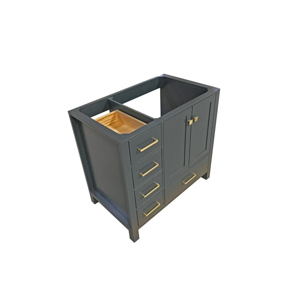 Ariel Cambridge 36 Right Offset Single Sink Base Cabinet In Midnight Blue