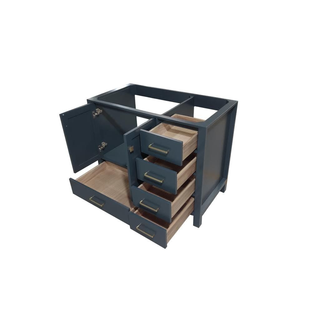 Ariel Vanity Base Cabinets Ariel Cambridge 42 Left Offset Single Sink Base Cabinet In Midnight Blue