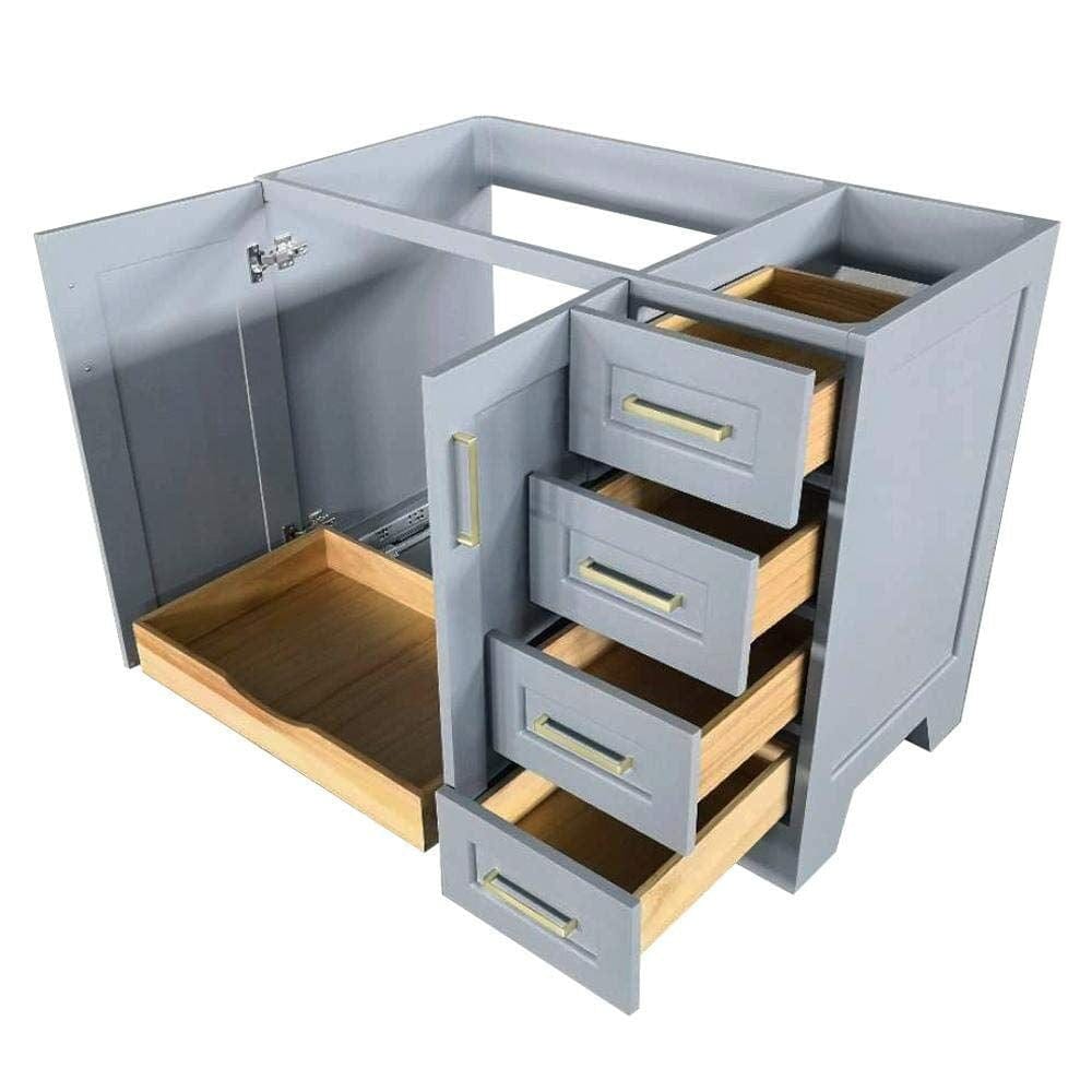 Ariel Vanity Base Cabinets Ariel Taylor 42 Left Offset Single Sink Base Cabinet In Grey