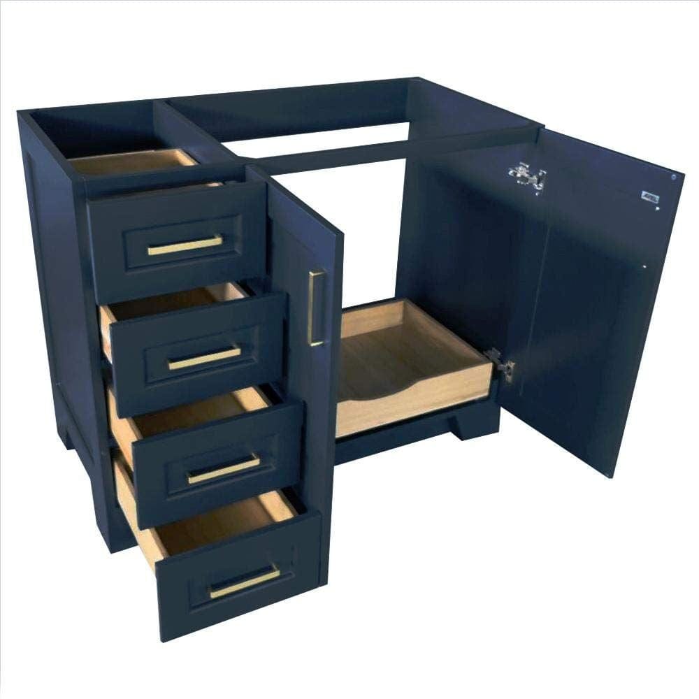 Ariel Vanity Base Cabinets Ariel Taylor 42 Right Offset Single Sink Base Cabinet In Midnight Blue