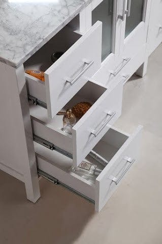 Design Element Vanities Design Element B60-DS-W | Stanton 60" Single Sink Vanity Set with Marble Top in White and Mirror