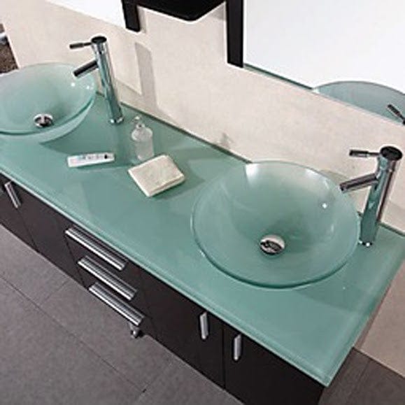 Design Element DEC005 | Portland 61" Double Sink - Wall Mount Vanity Set in Espresso