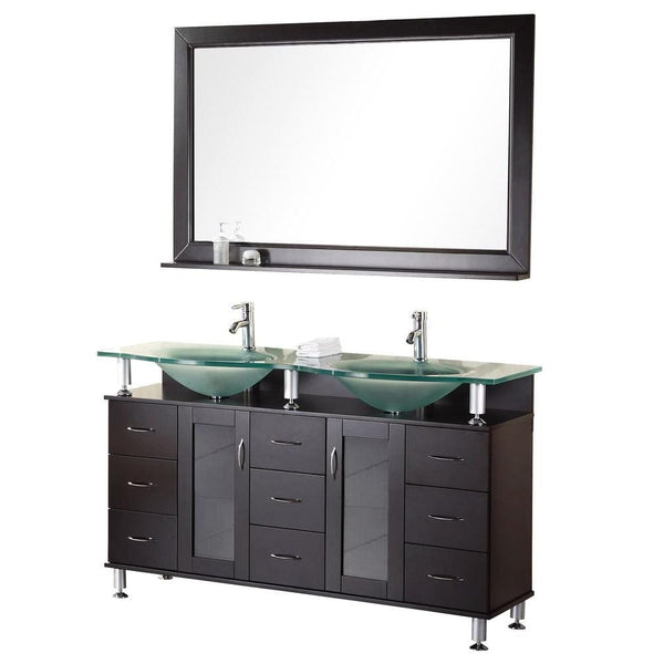 Design Element DEC015D | Huntington 60 Double Sink Vanity Set in Espresso