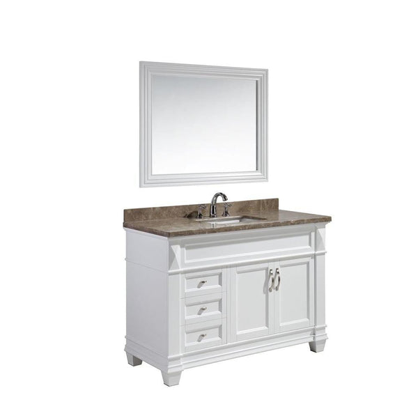 Design Element DEC059B-W-G | Hudson 48 Single Sink Vanity Set in White with Marble Top (DEC059B-W-G)