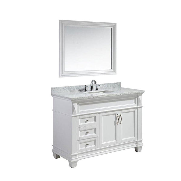 Design Element DEC059B-W-W | Hudson 48 Single Sink Vanity Set in White with White Carrara Marble Countertop (DEC059B-W-W)