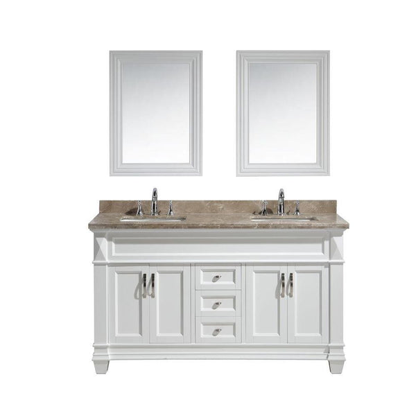 Design Element DEC059C-W-G | Hudson 60 Double Sink Vanity Set in White with Marble Top (DEC059C-W-G)