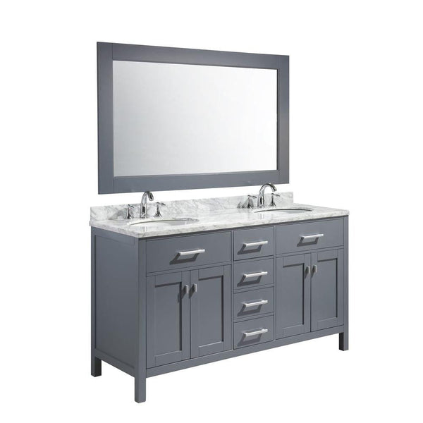 Design Element DEC076A-G | London 61 Double Sink Vanity Set in Gray Finish