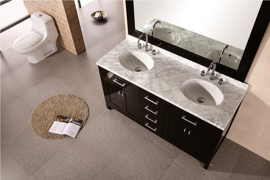 Design Element DEC076A | London Stanmark 61" Double Sink Vanity Set in Espresso