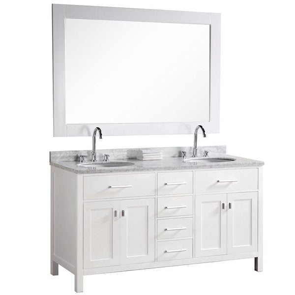 Design Element DEC076A-W | London 61 Double Sink Vanity Set in White