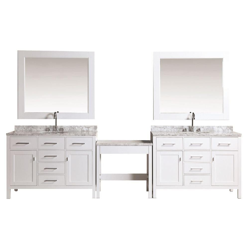 Two London 48" Single Sink Vanity Set in White Finish