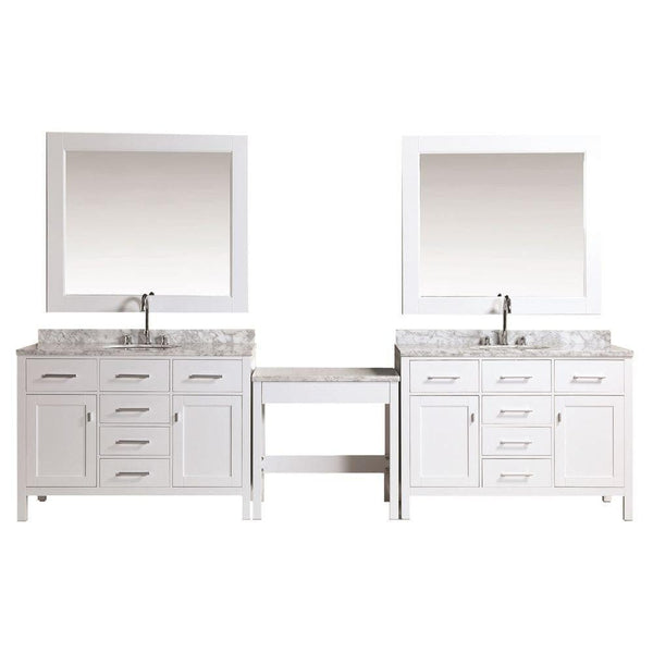 Two London 48 Single Sink Vanity Set in White Finish