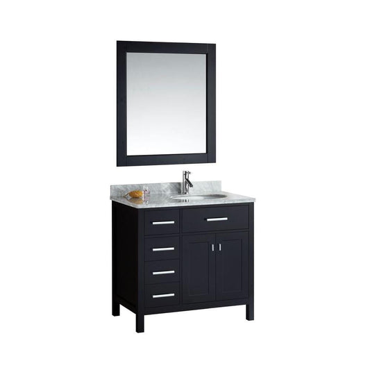 London 36" Single Sink Vanity Set in Espresso Finish with Drawers on the Left
