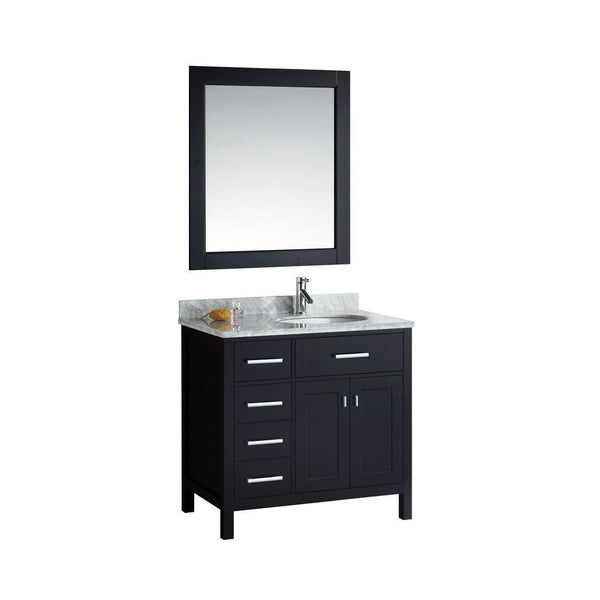 London 36 Single Sink Vanity Set in Espresso Finish with Drawers on the Left