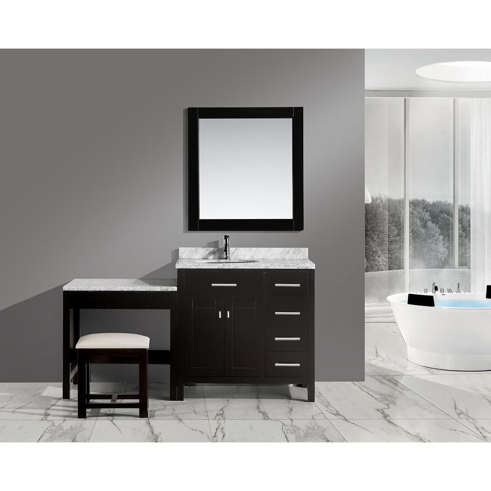Design Element Vanities Design Element DEC076D_MUT | London Stanmark 36" Single Sink Vanity Set in Espresso with One Make-up table in Espresso