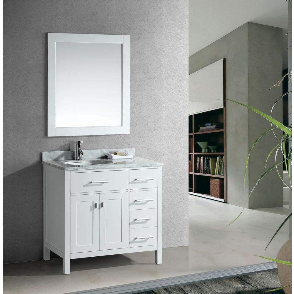 Design Element Vanities Design Element DEC076D-W-R | London Stanmark 36" Single Sink Vanity Set in White Finish with Drawers on the Right