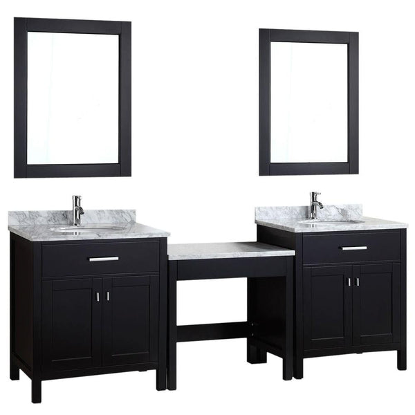 Two London 30 Single Sink Vanity Set in Espresso and One Make-up table in Espresso