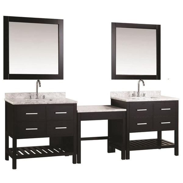 Design Element DEC077AX2_MUT | Two London 36 Single Sink Vanity Set in Espresso with One Make-up table in Espresso