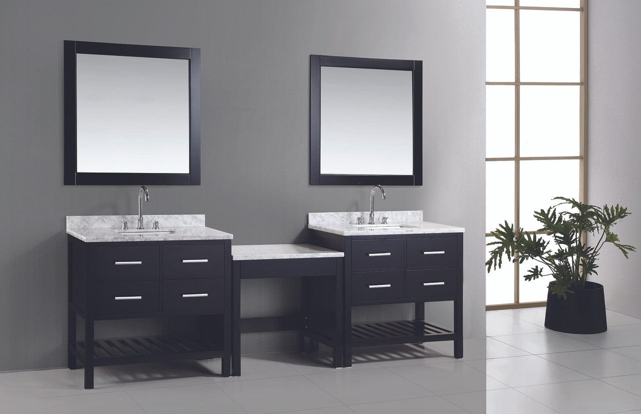 Design Element Vanities Design Element DEC077AX2_MUT | Two London Cambridge 36" Single Sink Vanity Set in Espresso with One Make-up table in Espresso