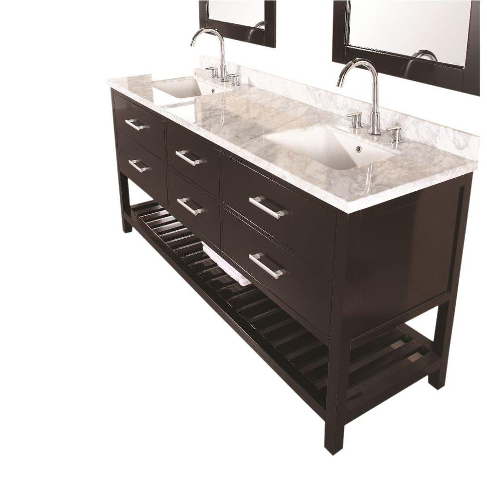 Design Element Vanities Design Element DEC077B | London Cambridge 72" Double Sink Vanity Set in Espresso