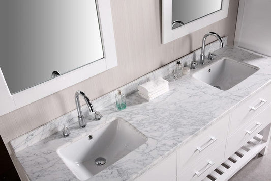 Design Element DEC077B-W | London Cambridge 72" Double Sink Vanity Set in White