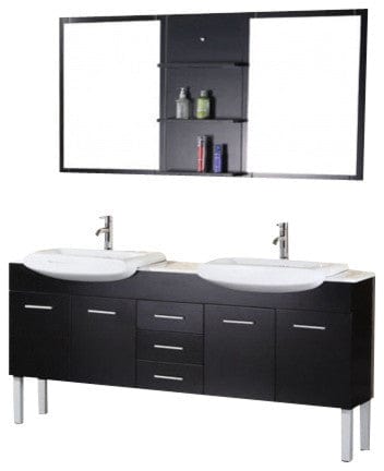 Design Element DEC078B | Belini 72 Double Sink Vanity Set in Espresso
