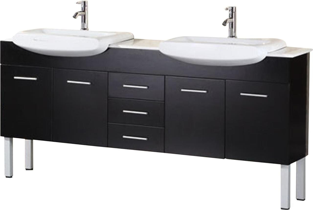 Design Element DEC078B | Belini 72" Double Sink Vanity Set in Espresso