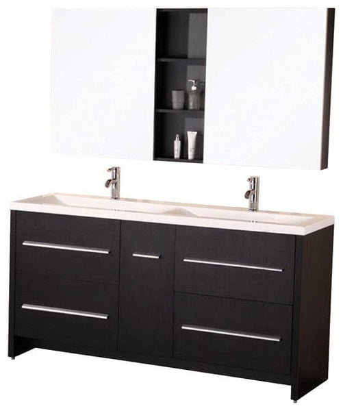 Design Element DEC079A | Perfecta 63 Double Sink Vanity Set in Espresso