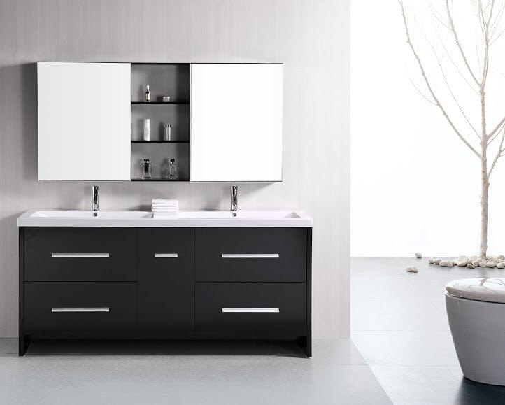 Design Element Vanities Design Element DEC079B | Perfecta 72" Double Sink Vanity Set in Espresso