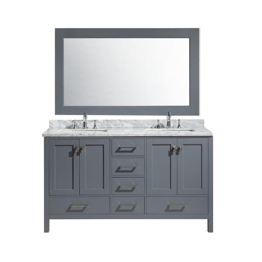 Design Element DEC082A-G | London 60" Double Sink Vanity Set in Gray Finish