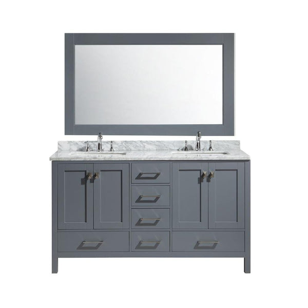 Design Element DEC082A-G | London 60 Double Sink Vanity Set in Gray Finish