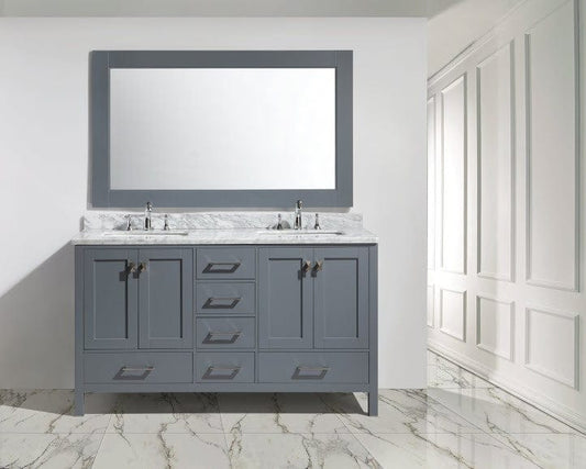 Design Element DEC082A-G | London Hyde 60" Double Sink Vanity Set in Gray Finish