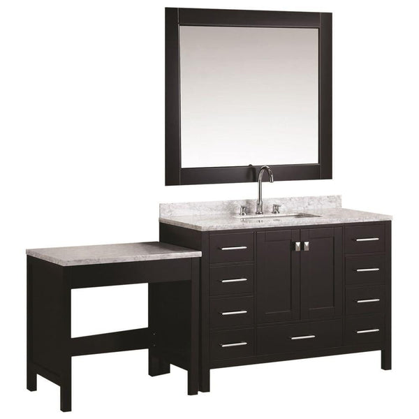 London 48 Single Sink Vanity Set in Espresso Finish One Make-up table in Espresso Finish