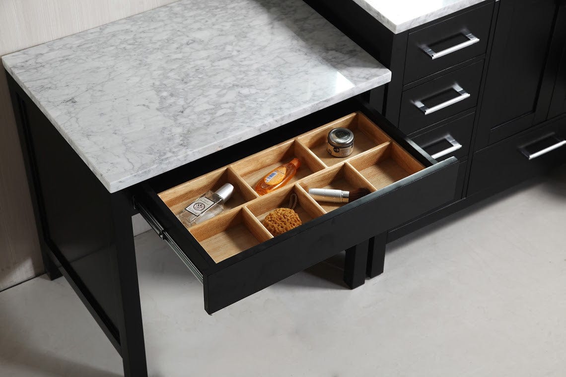 Design Element DEC082C_MUT | London Hyde 48" Single Sink Vanity Set in Espresso Finish One Make-up table in Espresso Finish